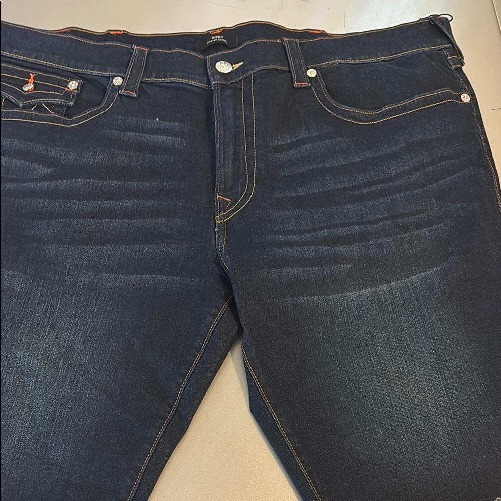 True Religion Blue Slim Jeans with Vintage Wash
